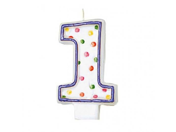 Amscan nummer 1 kaars met polka dots party accessoires