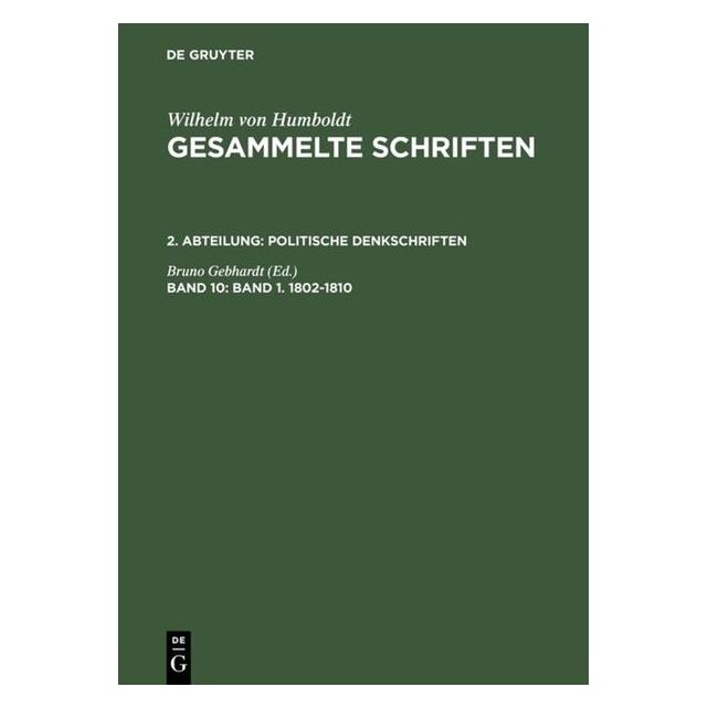 De Gruyter Band 1. 1802-1810 (Deutsch, Hardcover) (67709867)