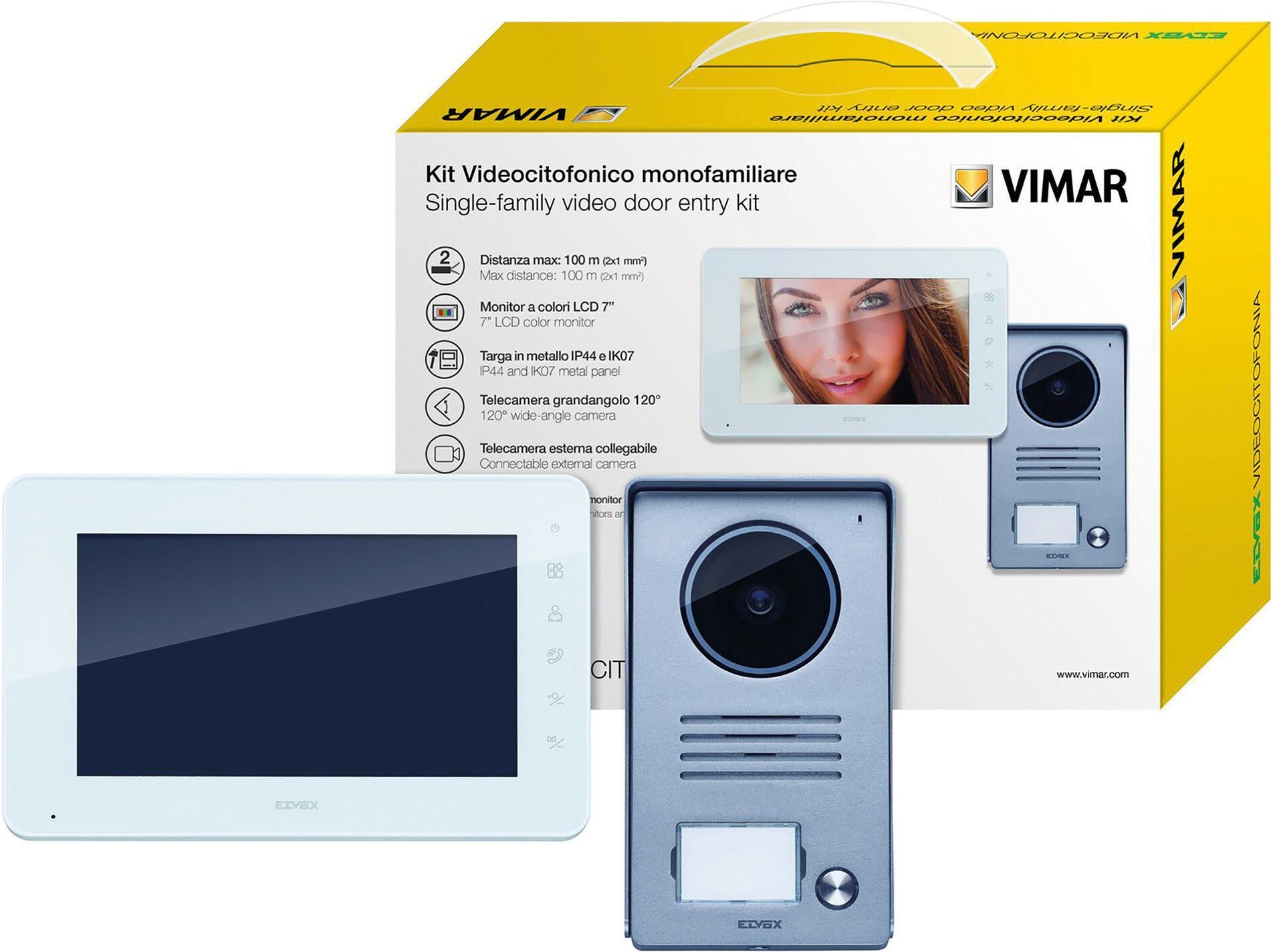Vimar KIT VIDEOCITOFONICO  LCD 7" 2 FILI A COLORI CON ALIMENTATORE