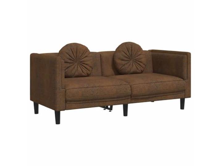 Makastle 2 Sitzer Sofa Couch mit Kissen Braun Kunstleder Wildleder Optik