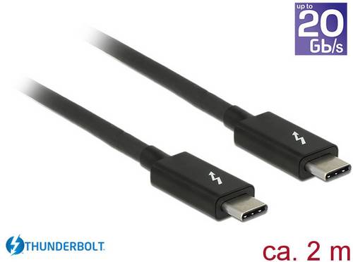 Delock Thunderbolt Anschlusskabel Thunderbolt (USB-C) Stecker, Thunderbolt (USB-C) Stecker 2.00m Schwarz 848