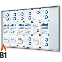 Schaukasten 21 x A4 Alu mit Schiebetüren B1 Brandschutz ESG Sicherheitsglas ABS-Sicherheitsecken 21x DIN A4