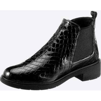 Stiefelette CASUAL LOOKS, Damen, Gr. 39, Textil, schwarz, Lackleder, Schuhe Stiefelette