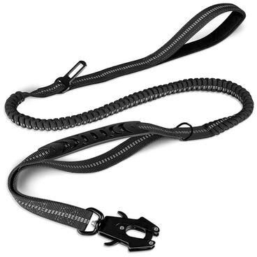 Inspire Essentials Reflective Tactical Bungee Dog Leash With Seatbelt Clip 1