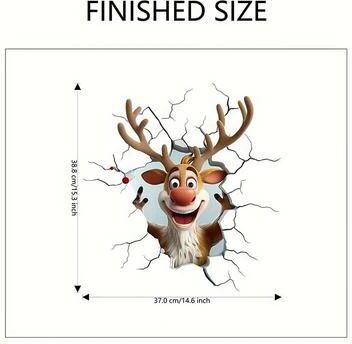 Uplift Treasures 3D Christmas Santa And Reindeer Vinyl Wall Decal a