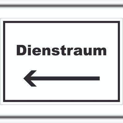 HB-Druck Dienstraum Aufkleber mit Text und Richtungspfeil links Büro waagerecht A1 (594x841mm)