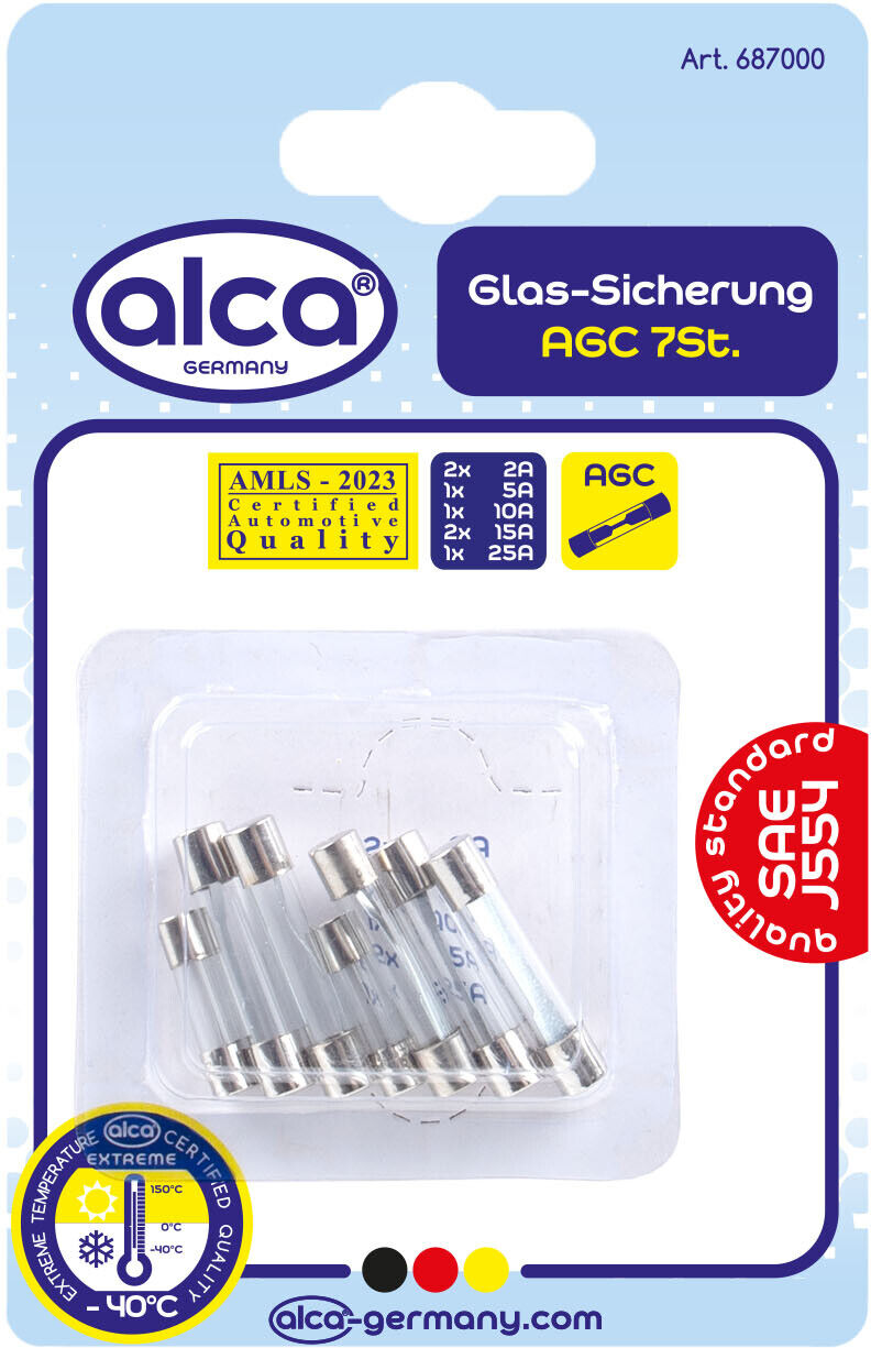 Alca Sicherung Glas-Sicherungen Set 7st. Blister 687000