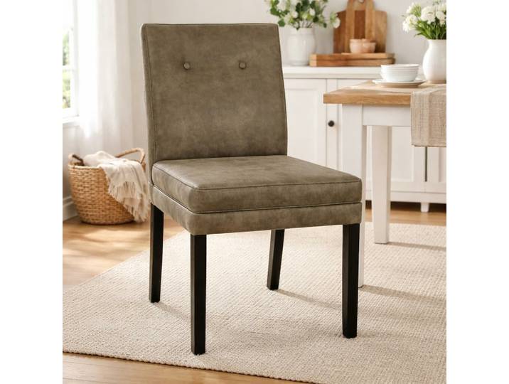 Eleganter Esszimmer Polsterstuhl KIM - ohne Armlehnen Microfaser-Kunstleder braun