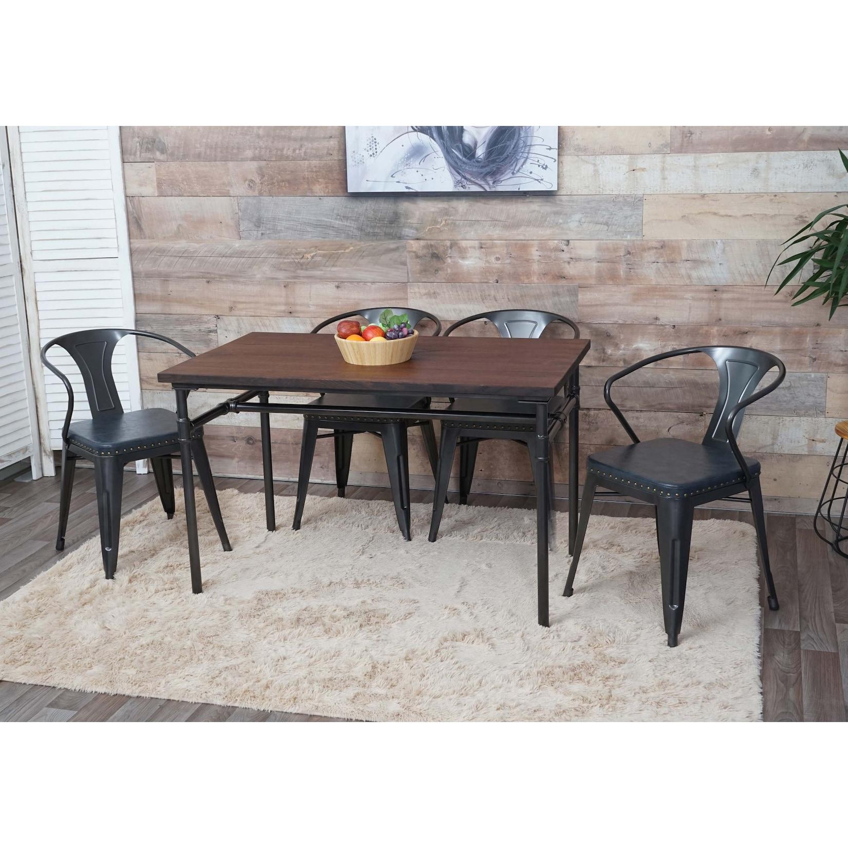 Esszimmer-Set MCW-H10, 4x Esszimmerstuhl Esszimmertisch, Ulme Holz MVG Industrial Gastronomie ~ grau