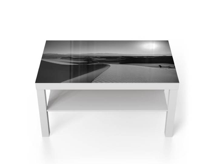 DEQORI Glastisch weiß groß 90x50 cm Motiv Wüstenstille ausgefallener Beistelltisch aus Glas Hochglanz Couchtisch fürs Wohnzimmer moderner Couch Tisch mit Design