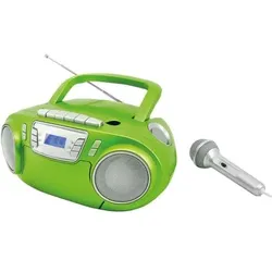Soundmaster SCD5800GR tragbares CD-Kassetten-Radio  mit Mikrofon, USB, MP3-Wiede...