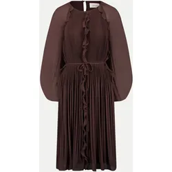 Chiffonkleid mit Plissees Braun 38