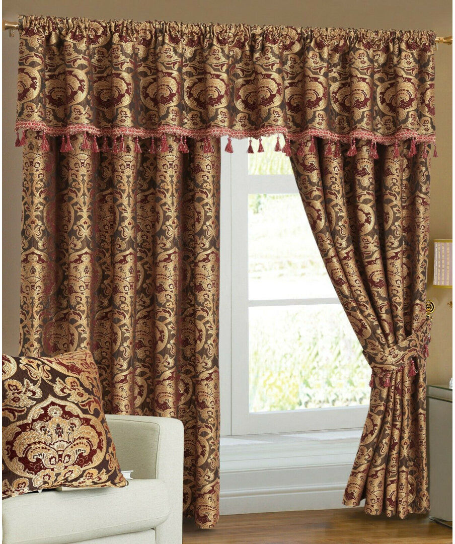 Astoria Grand Hefley Curtain Burgundy 457 W x 40 D cm