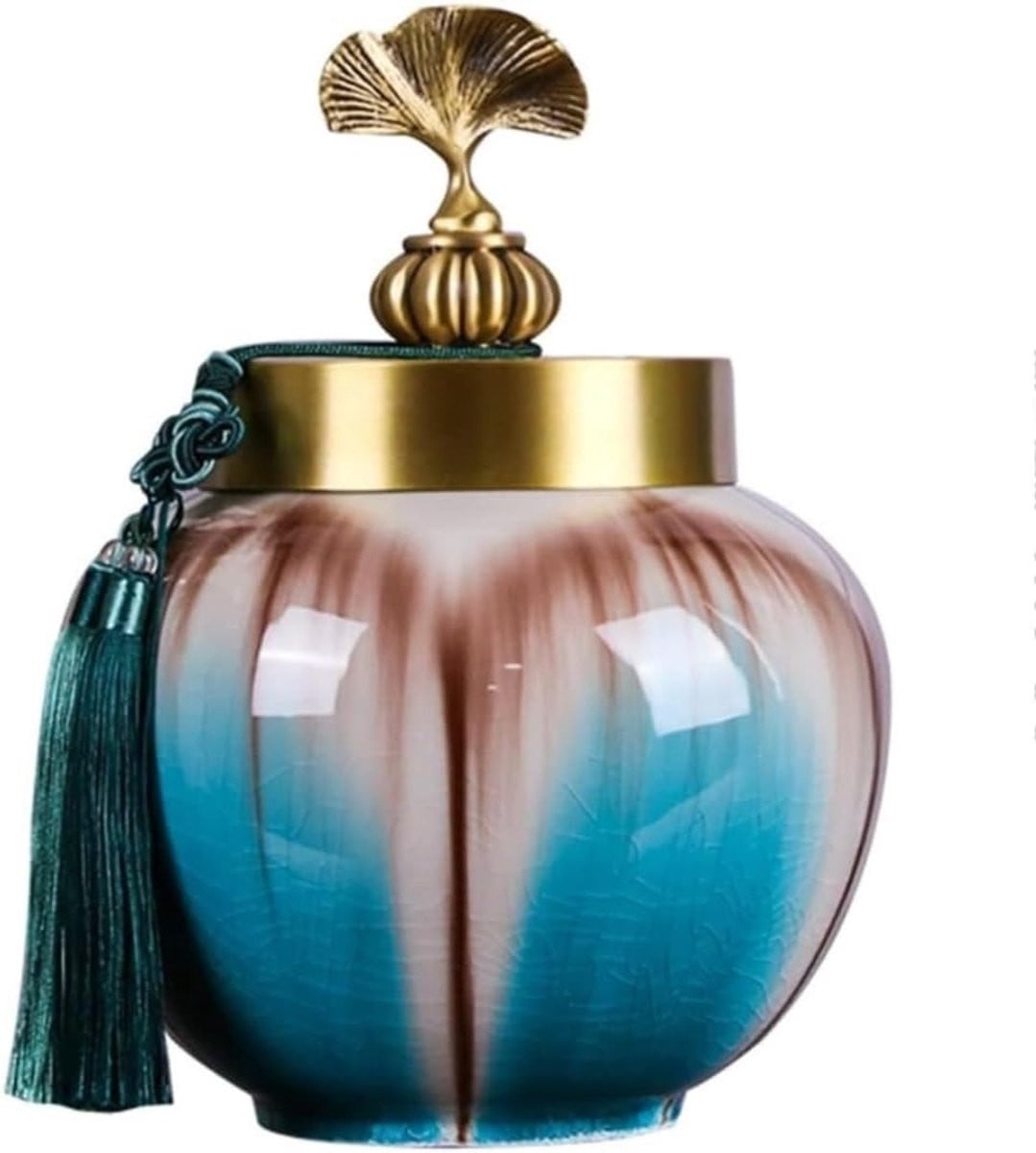 Blauwe handgemaakte keramische gemberpot met deksel voor decoratie, 4000 gram