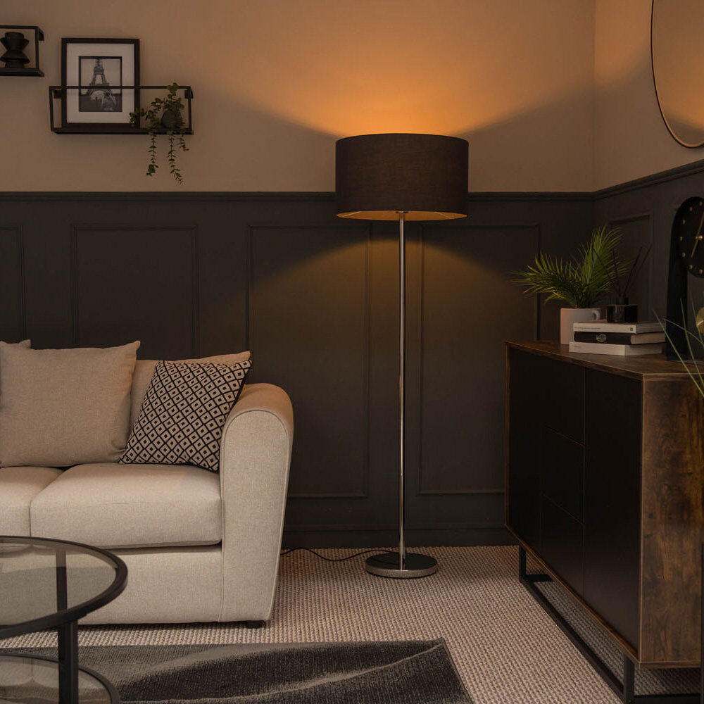 17 Stories 129 H cm Torchiere Floor Lamp Grey 129cm H X 19cm W X 33cm D
