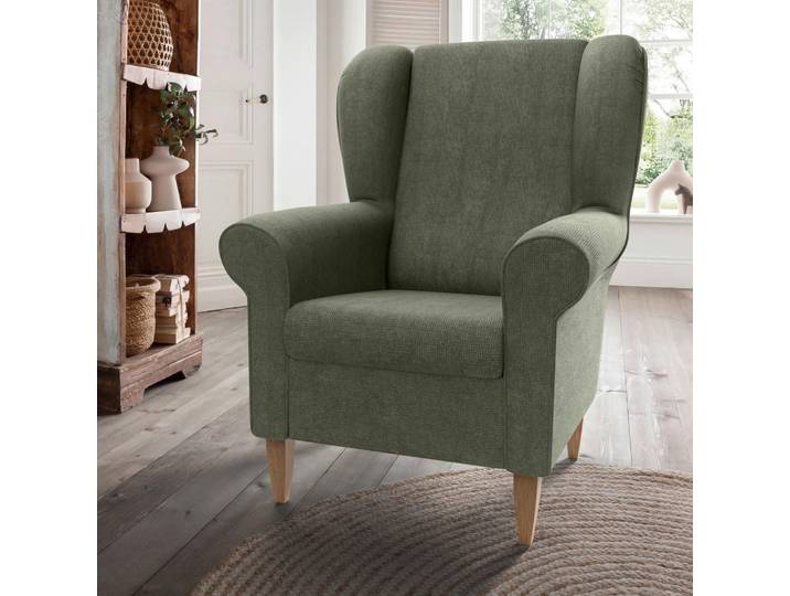 Livetastic Ohrensessel Asino, Dunkelgrün, Holz, Buche, Uni, 80x102x86 cm, Stoffauswahl, Wohnzimmer, Sessel, Polstersessel