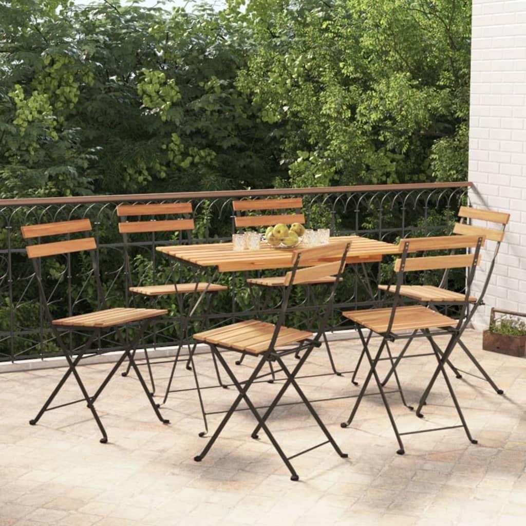 6 klappbare Bistrostühle aus massivem Teakholz und Stahl, Möbel, Gartenmöbel, Gartensitzmöbel, Gartenstühle, 27.6 kg