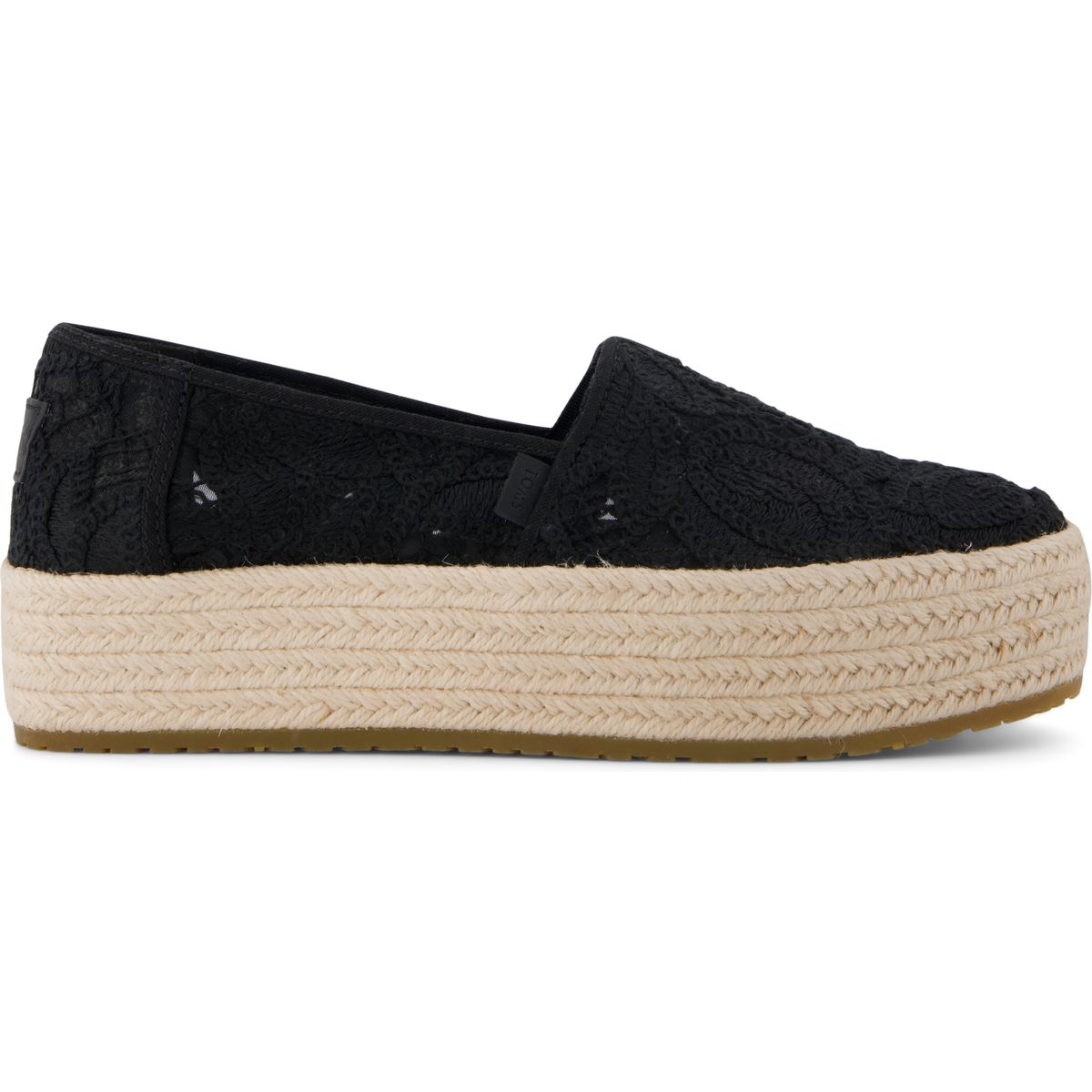 Toms Valencia black floral crochet 38.5 10023046-38.5