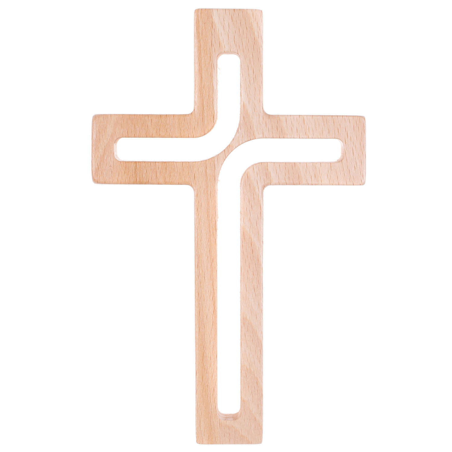 LUDA STUDIO Modern Houten Hangend Kruis van Beukenhout, B/D/H: 30 x 18 x 1,8 cm