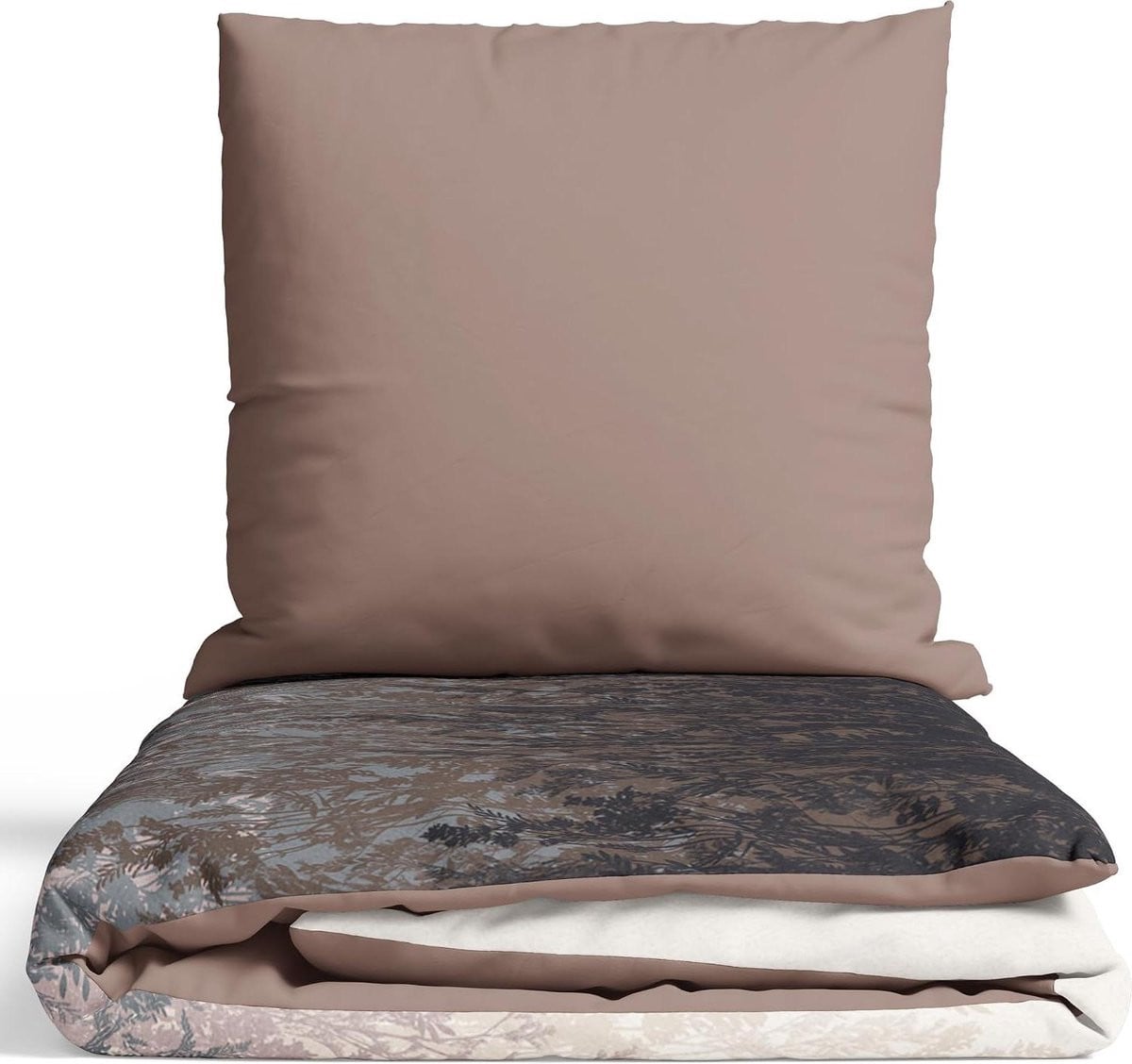 Bruin omkeerbaar katoenen dekbedovertrek set 200x220 cm