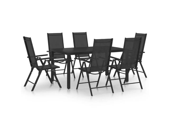 VidaXL - Garten-essgruppe aluminium, One Size, Schwarz