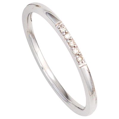 Diamantring JOBO Gr. 54, weiß (weißgold 585), Fingerringe, Damen, 54, P1 = bei 10-facher Vergrößerung erkennbare Einschlüsse, Diamanten Weißgold 585, Diamanten, Weißgold 585, Diamantring, 585 Weißgold mit 5 Diamanten