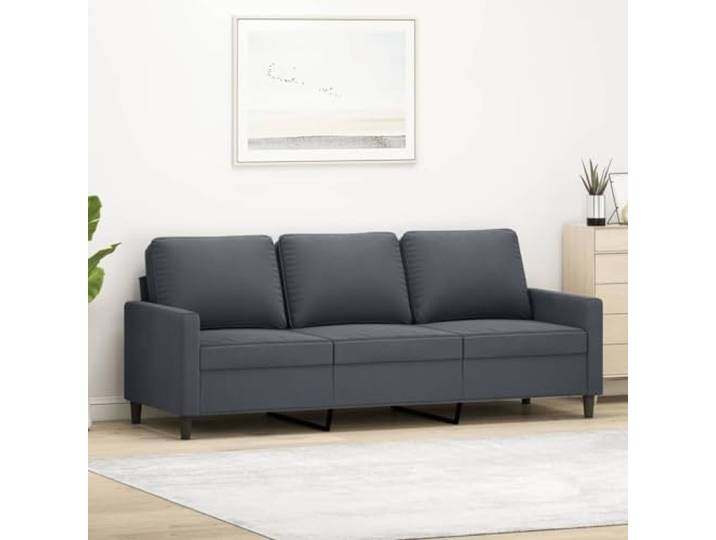 HEFZGDB 3-Sitzer-Sofa Dunkelgrau 180 cm Samt Stoff Polstermöbel mit Metallgestell für Wohnzimmer Komfort Sitzgruppe
