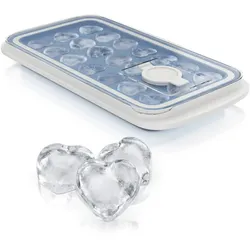 Arendo Eiswürfelform, Silikon 78ml, 21 Eiswürfel, spülmaschinengeeignet, stapelbar, blau/weiß
