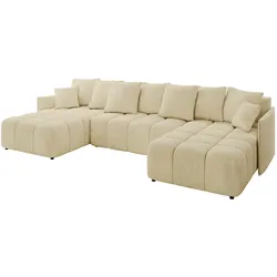 WOHNLANDSCHAFT LONLI-U 355x189x68 Beige Velours