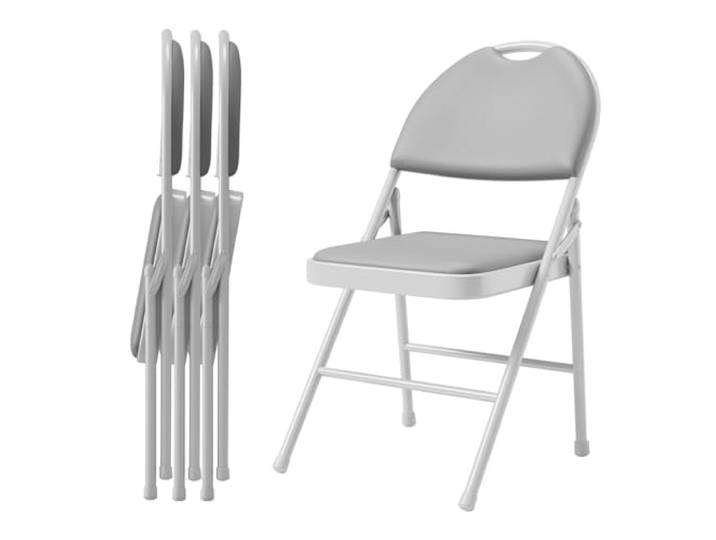 WEJIUAFB 4er‑Set Gepolsterter Klappstuhl, Metallrahmen, PU‑Leder Bezug Abwischbare Oberfläche, bodenschonende Gummifüße, stabile Dreiecksstruktur, platzsparend faltbar für Zuhause, Büro und Events