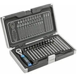 MGA, Schraubenzieher, Högert HT1R466 Bits Ratschen Schraubenzieher Knarrenkasten Schraubendreher Set, Grau, 37 10 Mm