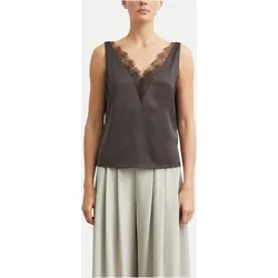 Satintop mit Spitze Braun 34