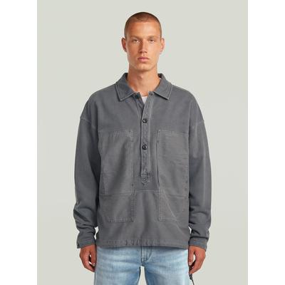 Longpullover G-STAR "Washed Fabric Mix Loose Sweatshirt", Herren, Gr. S, grau (granite gd), Obermaterial: 100% Baumwolle, Pullover Longpullover