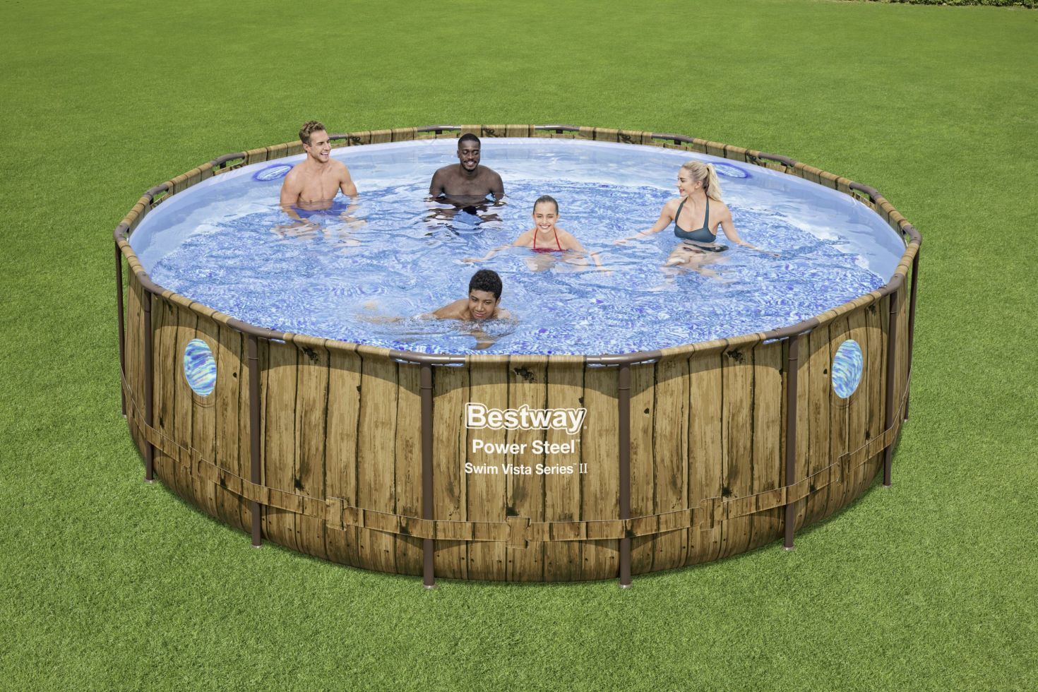 Bestway Aufstellpool Komplett-Set Power Steel Swim Vista Ø 488 x 122 cm