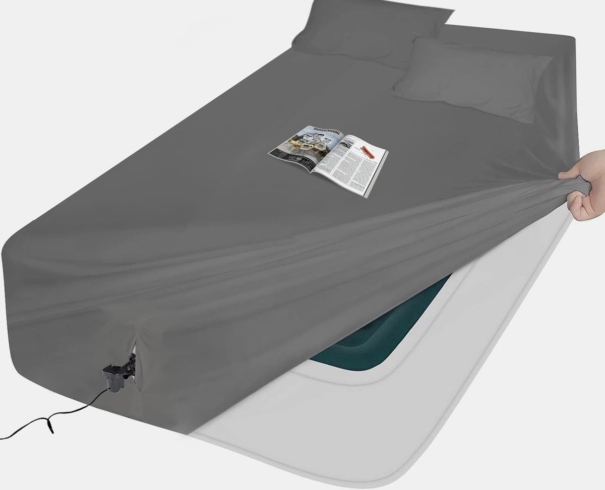 3-delige Luchtmatraslakens Set met Diepe Zak voor Opblaasbare Matrassen tot 40,6 cm - Zwart