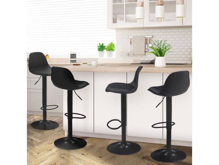 IDMARKET Lot de 4 tabourets de bar KARL design noir pied noir