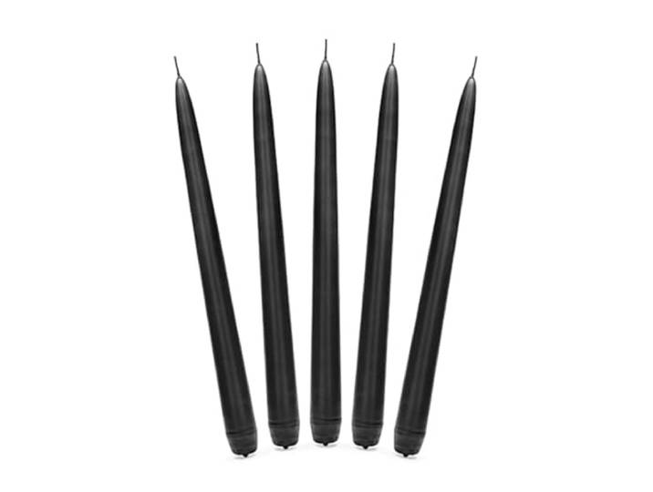 wYw Set van 10 kegelkaarsen in mat zwart 24 cm brandduur 5 uur