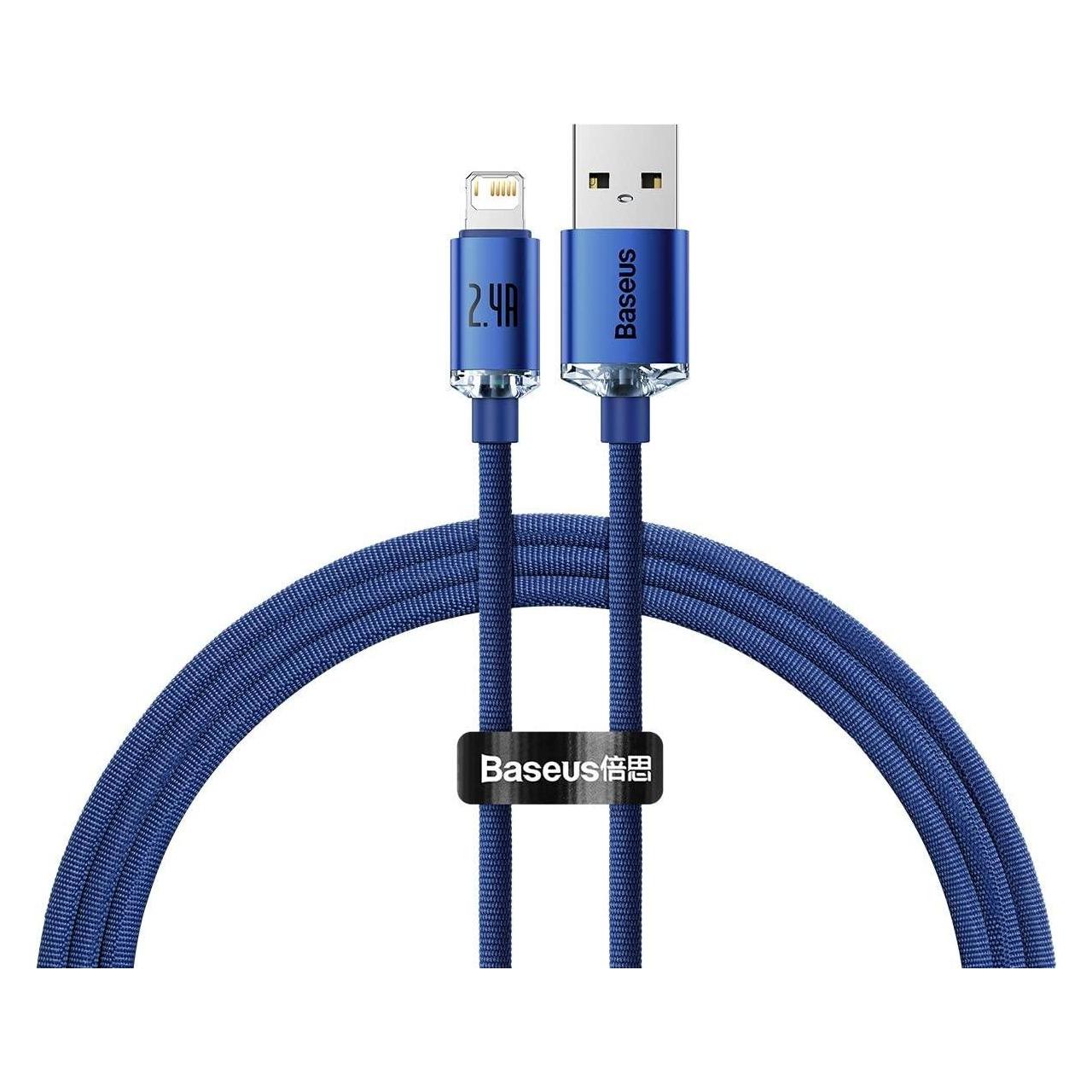 Baseus Crystal Shine Series Fast Charging Data Cable USB to iP 2.4A 1.2m Blue (1.20 m) (CAJY000003)