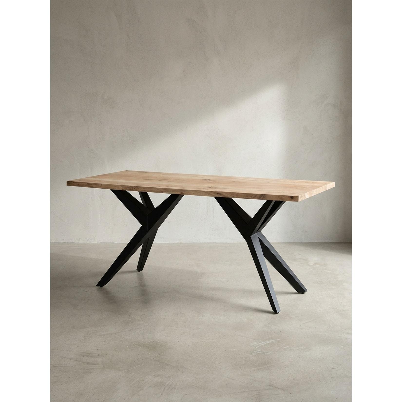 Esstisch Massivholz Metall Rechteckig Loft-Stil, Akazie 120x60x76 cm