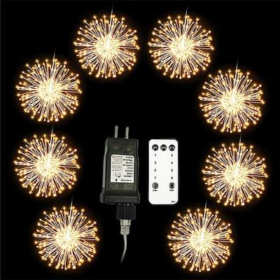 8 Stück Feuerwerkslichter Dekorationen Sternenexplosion insgesamt 800LEDs Kupferdraht Feenblitzlichter Stecker Lichterkette mit Fernbedienung 8 Modi wasserdicht Sternenexplosionslichter für
