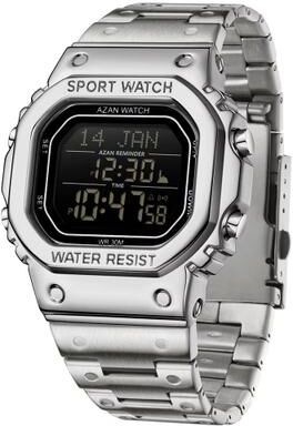 Inspired Finds SANDA Golden LED Digital Sports Watch With Alarm, Chronograph And Date silver Black