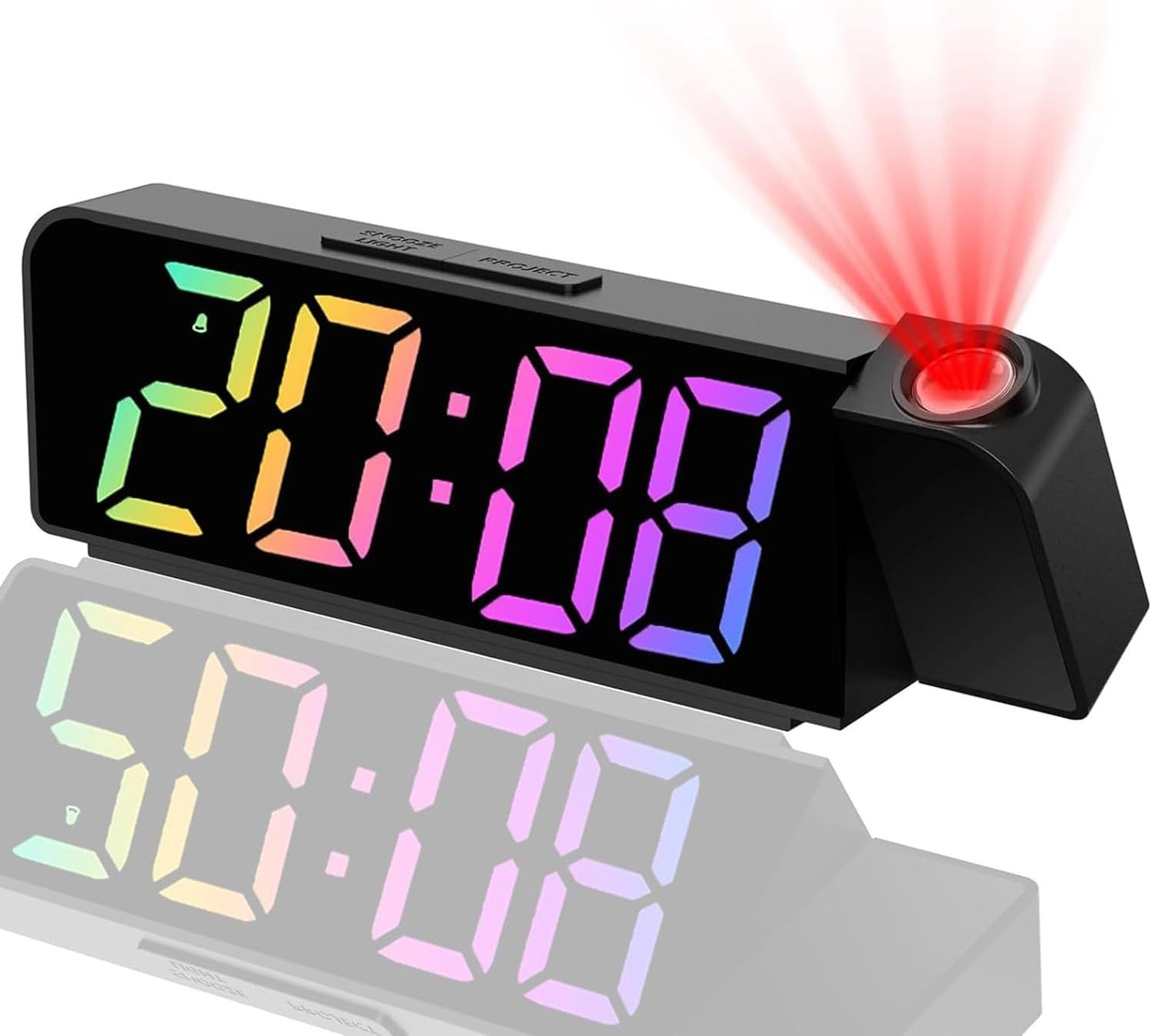 Digitale Projectie Alarmklok met 180 graden projectie, temperatuurweergave en LED-scherm