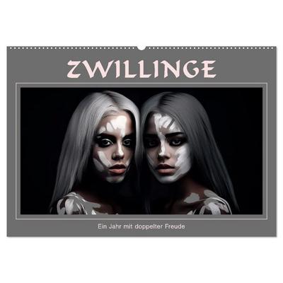 Zwillinge - Ein Jahr mit doppelter Freude (Wandkalender 2026 DIN A2 quer), CALVENDO Monatskalender