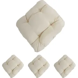 4er-Set Sitzkissen Milano, Stuhlkissen Kissen, 41x38x8cm ~ creme