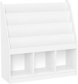 RiverRidge Home RiverRidge Kids Playroom Bookrack with 3 Toy Organizer Cubbies and 4 Book Shelves - White with Optional Bins