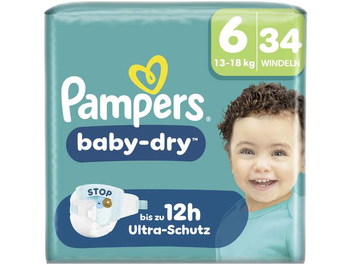 Pampers Baby Dry Windeln Grösse 6 Extra Large 13-18kg 34 Stück