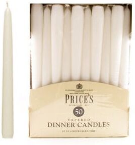 Price's Prices Pack Of 50 Dinner Candles White