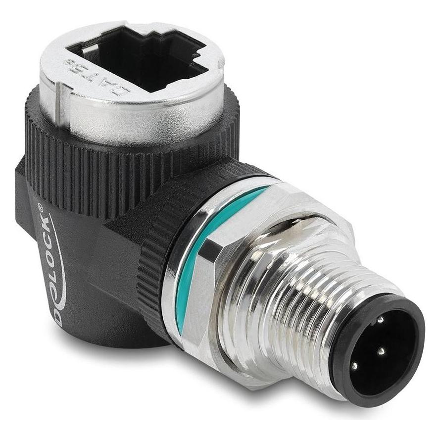Delock M12 Adapter D-kodiert 4 Pin Stecker zu RJ45 Buchse zu (RJ45) (90664)