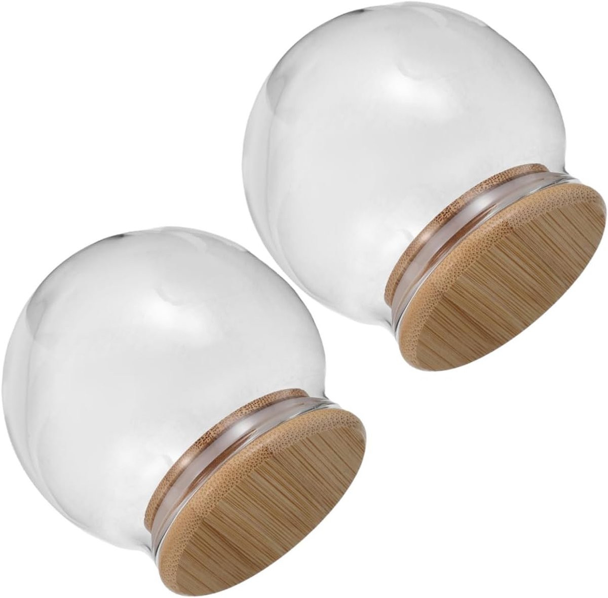Set van 2 Glazen Display Koepels - Transparante Decoratieve Cloche voor Stofdichte Bescherming