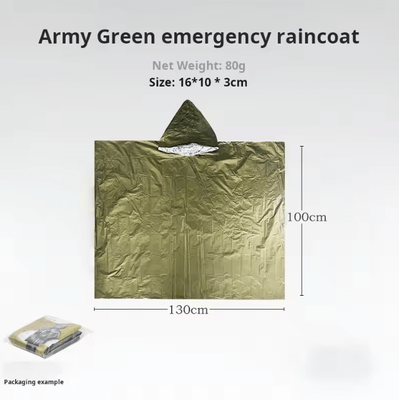 Uplift Curations Emergency Thermal Rain Poncho Waterproof Survival Poncho Blanket For Camping Hiking Outdoor Survival Gear army Green